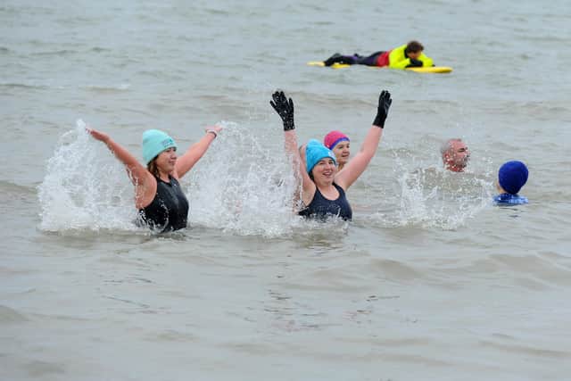 GAFIRS annual New Year's Day swim took place on Monday, January 1, 2024. Picture: Sarah Standing (010124-4276)