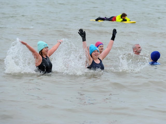 GAFIRS annual New Year's Day swim took place on Monday, January 1, 2024. Picture: Sarah Standing (010124-4276)