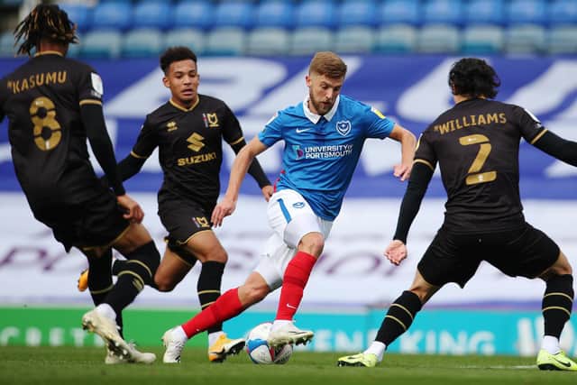 MK Dons represented Michael Jacobs' fourth Pompey appearance since his free transfer arrival last month. Picture: Joe Pepler