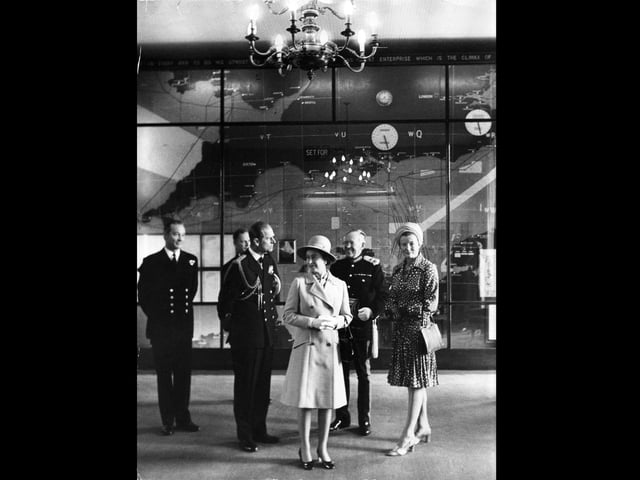 HRH Queen Elizabeth visits Southwick House D Day Map room 1973. Picture: The News, Portsmouth 7964-18