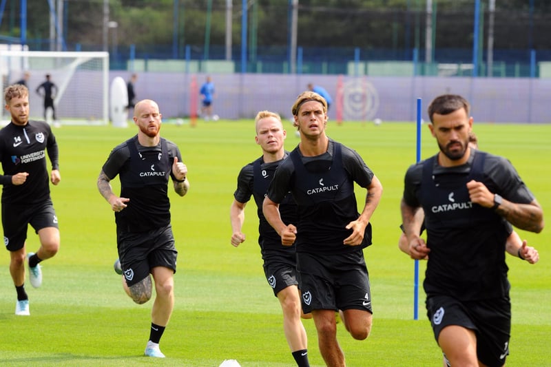 Pompey continued their pre-season preparations on Thursday, with their first full training session. Picture: Sarah Standing (290623-8872)