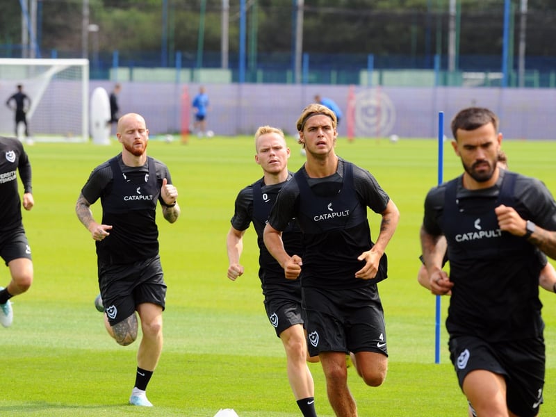 Pompey continued their pre-season preparations on Thursday, with their first full training session. Picture: Sarah Standing (290623-8872)