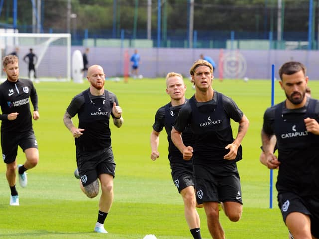 Pompey continued their pre-season preparations on Thursday, with their first full training session. Picture: Sarah Standing (290623-8872)