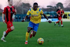 Kyal Williams scored Gosport's winner at North Leigh. Picture by Tom Phillips