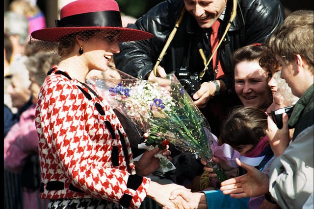 1992  Princess Diana stops to talk to people in Guildhall Square Portsmouth. Picture: Ian Hargreaves 3794-6