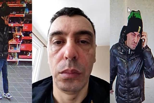 Undated handout composite photo issued by Staffordshire Police of Georgian Constantin who police are looking for in connection with the death of Valentina Cozma following a fire at a property on Campbell Road, Stoke. Pic Staffordshire Police/PA Wire