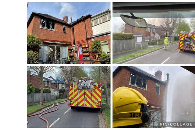 A collage of pictures from the fire in Sea View Road, Drayton on April 8, 2022. Picture by Portchester Fire Station / @Portchester28
