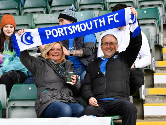 Portsmouth fans ahead of the EFL Sky Bet League 1 match between Plymouth Argyle and Portsmouth at Home Park, Plymouth, England on 11 February 2023.