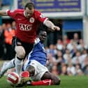 Linvoy Primus produced two stunning tackles on Wayne Rooney in Pompey's 2-1 victory over Manchester United in 2007.    Picture: Barry Zee