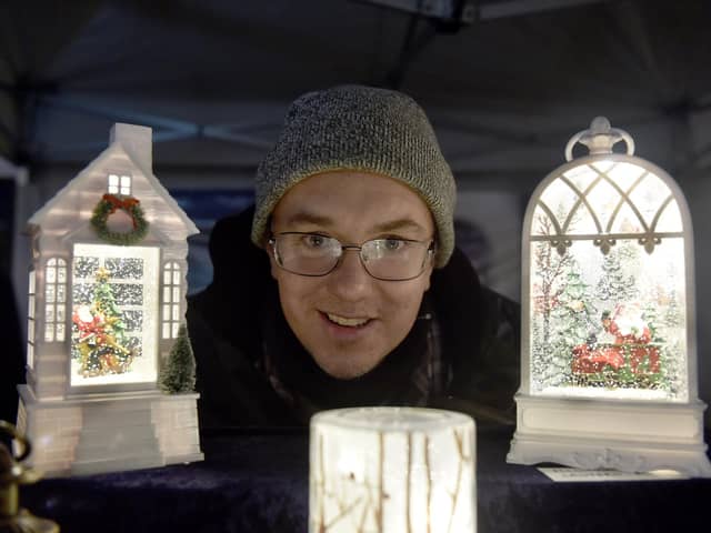 Tim Bulbeck, from Measure for Measure based in Stubbington, at the Lee-on-the-Solent Christmas lights.  Picture: Sarah Standing (291124-6892)