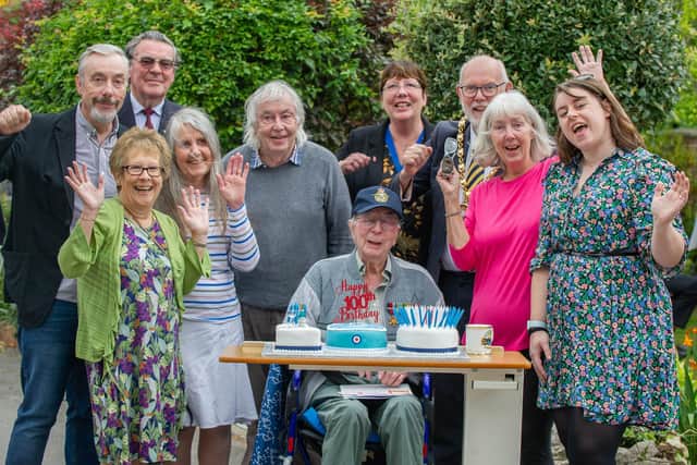 Pictured: Ian Hawkins with his family and friends at Langdale Care Home, Gosport.
Picture: Habibur Rahman