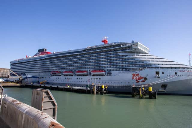 Virgin Voyages'Valiant Lady at Portsmouth's Cruise Terminal this month Picture: Alex Shute
