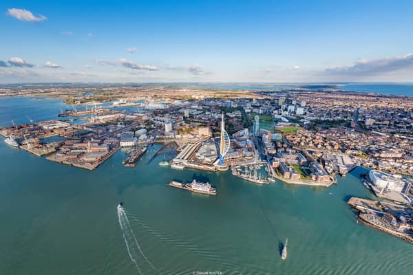 An aerial view of Portsmouth, which is where Combat Stress's epic ultramarathon will finish during Remembrance weekend. Picture: www.shaunroster.com