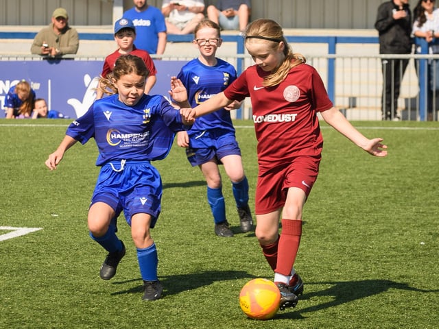 Girls' football action from the Havant & Waterlooville Summer Tournament. Picture: Keith Woodland (030621-106)