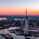 The Spinnaker Tower just before the sunrise.