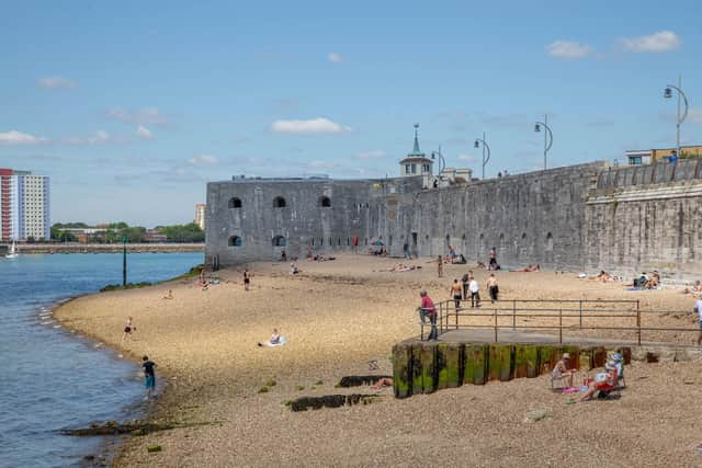 The beach opposite The Hotwalls, in Old Portsmouth. Picture: Habibur Rahman.