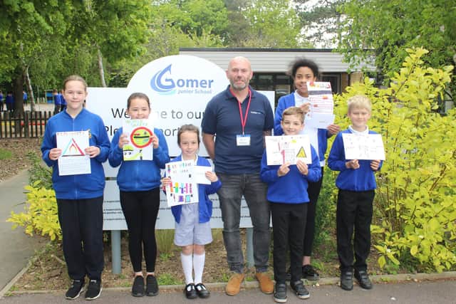 The overall winners: Jessica Cox - 2nd place  (11), Sofia Digby - 1st place (9), Amelie Cranmer  2nd Place (8), Kerry Venn from Huhtamaki, Harry Pond - 1st place (9),  Anastacia Oparah  2nd Place (11) and Rupert Watson - 3rd Place (9)