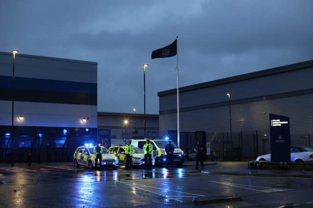 Portsmouth police officers flash their blue lights in support of the The Blue Lamp Foundation.