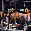 Kimberley Walsh, Cheryl, Nadine Coyle, and Nicola Roberts of Girls Aloud joined Zoe Ball on the Radio 2 Breakfast Show to announce their 2024 arena tour in memory of their late bandmate Sarah Harding.  Photo: BBC/PA Wire