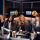 Kimberley Walsh, Cheryl, Nadine Coyle, and Nicola Roberts of Girls Aloud joined Zoe Ball on the Radio 2 Breakfast Show to announce their 2024 arena tour in memory of their late bandmate Sarah Harding.  Photo: BBC/PA Wire