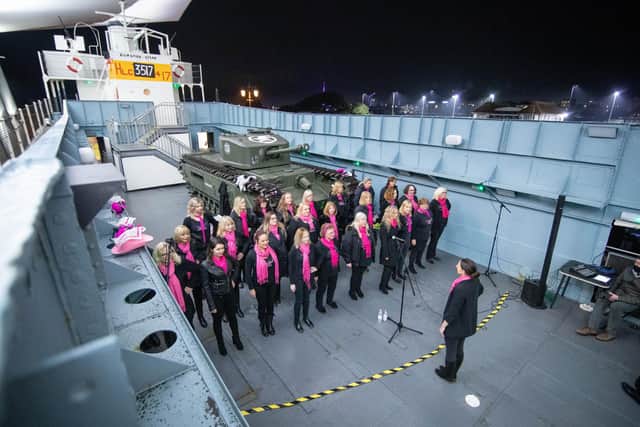 Festive fun on board LCT 7074 as the Cantando Female Voice Community Choir sang. Picture: Habibur Rahman