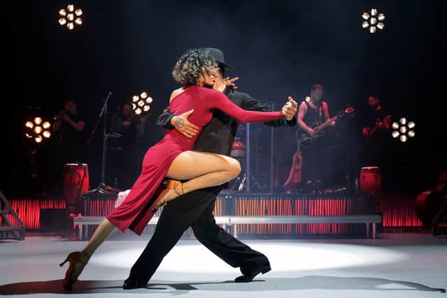Production shots from the 2023 tour of Firedance, starring Karen Hauer and Gorka Marquez