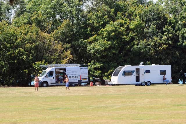 Travellers on Wicor recreation ground in Portchester, on Thursday, August 6. Picture: Sarah Standing (060820-5749)