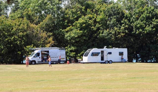 Travellers on Wicor recreation ground in Portchester, on Thursday, August 6. Picture: Sarah Standing (060820-5749)