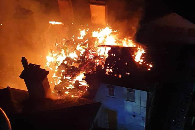 Flames tear through Anglesey Lodge in Gosport. This is the view from the fire service's aerial ladder platform.
Picture: Rob Gargaro
