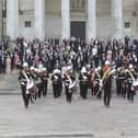 Dozens of Falklands veterans were given a rousing welcome to Portsmouth by the Royal Marines Band to mark the 40th anniversary of the Falklands War.Picture: Sarah Standing (170622-119)