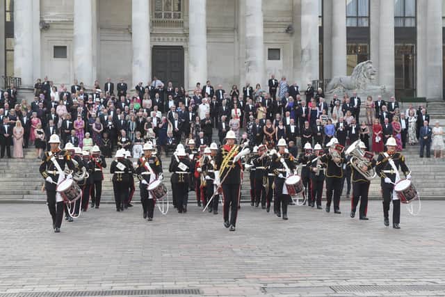 Dozens of Falklands veterans were given a rousing welcome to Portsmouth by the Royal Marines Band to mark the 40th anniversary of the Falklands War.
Picture: Sarah Standing (170622-119)