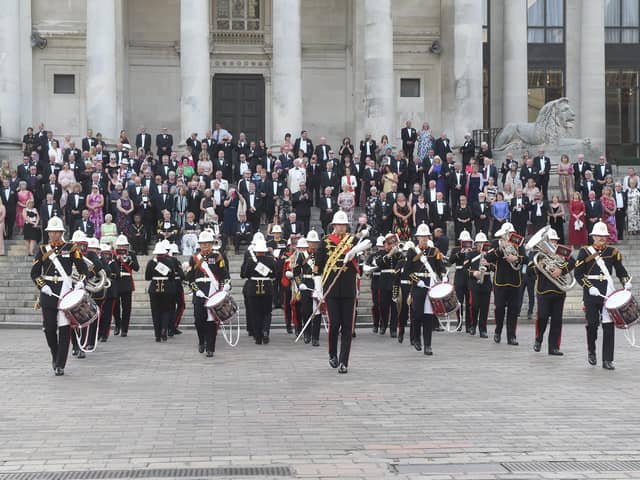 Dozens of Falklands veterans were given a rousing welcome to Portsmouth by the Royal Marines Band to mark the 40th anniversary of the Falklands War.

Picture: Sarah Standing (170622-119)