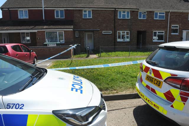 Police in Tichborne Grove, Leigh Park after the death of George Allison
Picture: Sarah Standing (250520-9032)