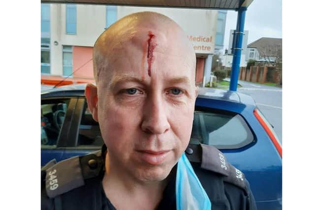 PC Andy Burnham was assaulted by Matthew Wagstaff