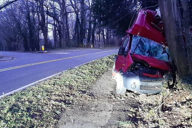 The crash happened near Wickham this morning. Picture: Hampshire Roads Policing Unit.