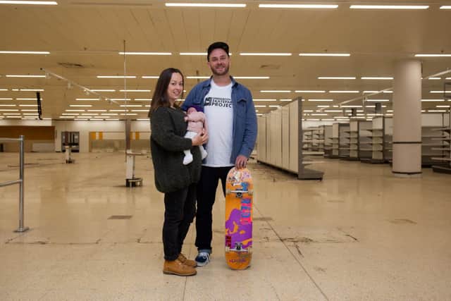 Jacob Skinner, fiancé Jenna Boyson, and baby Emi Skinner. Picture: Olaiya Olufemi