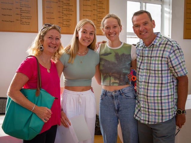 Pictured: Bonny Oliver with her daughter, Beatrice 18 who got A,B,C, Maddie and Graeme Oliver. Picture: Habibur Rahman