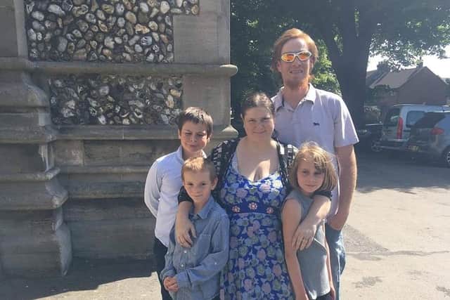 Emma Dickinson (middle) with husband Aaron and (l-r) Jack, Jamie and Kathleen