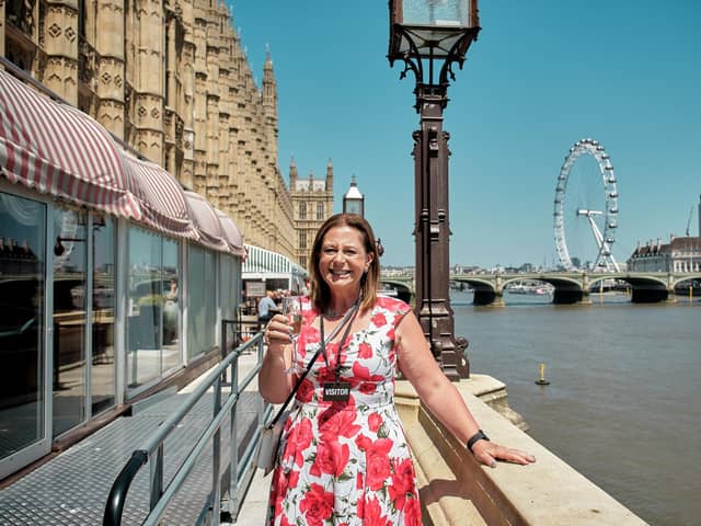 Susan Bonnar outside the Houses of Parliament