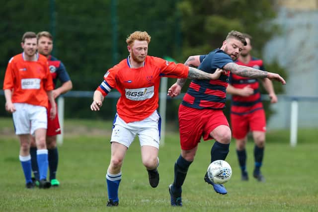 Shane Cornish, right, struck twice on his Paulsgrove return in a 4-1 Hampshire Premier League win against Overton. Picture: Chris Moorhouse