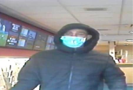 Police have released CCTV of a man they want to speak to in connection with a robbery from Ladbrokes in Paulsgrove at around 10am on Saturday, December 17
