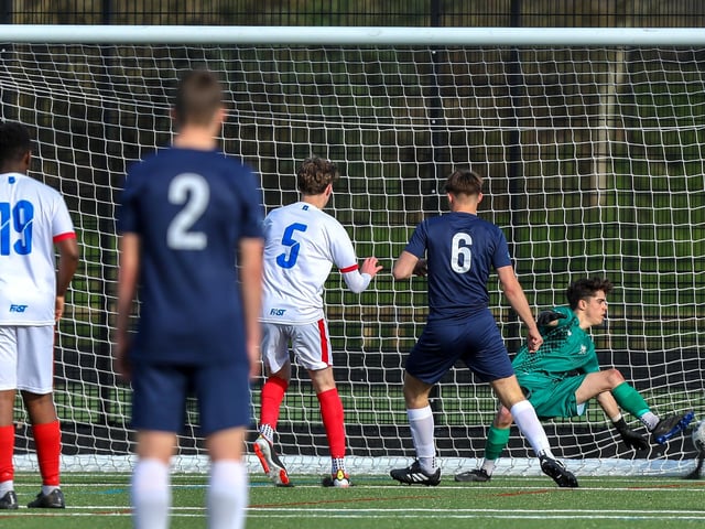 Portsmouth score their first goal. Picture: Chris Moorhouse