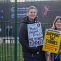 Nikki Steaggles and Jodie Mack outside Ark Charter Academy, Portsmouth on March 2 this year Picture: Habibur Rahman