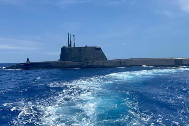 View from trials team boat as they approach HMS Audacious. Photo: Royal Navy