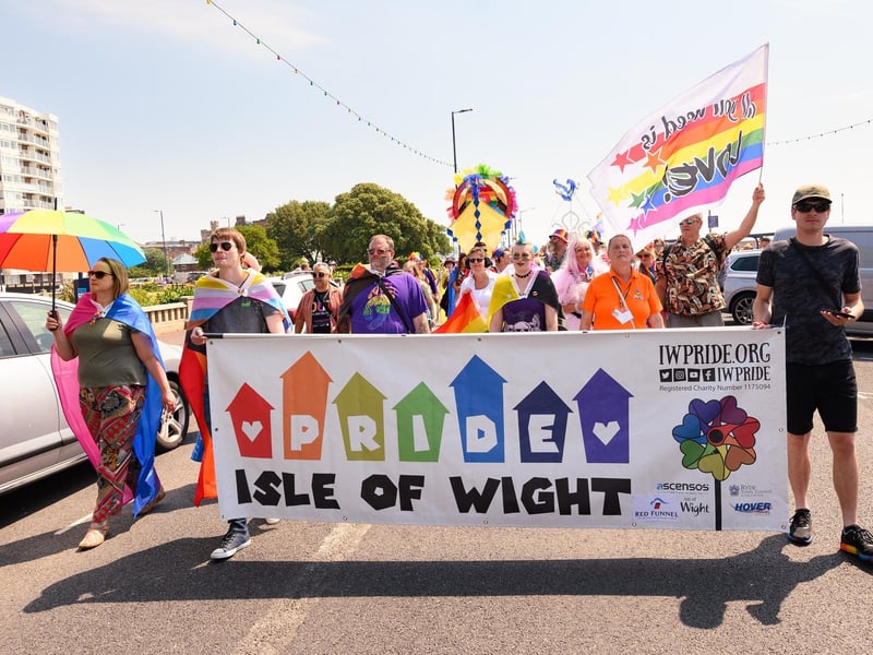 Pictured is: The Isle of Wight Pride contingent in the parade.

Picture: Keith Woodland