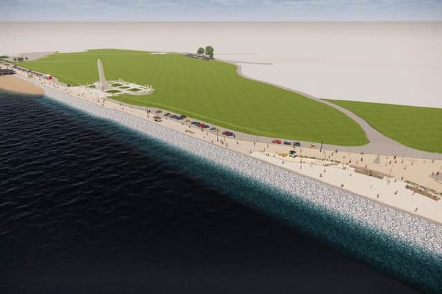 A CGI of the proposed sea defences near Southsea Common. Credit: Coastal Partners