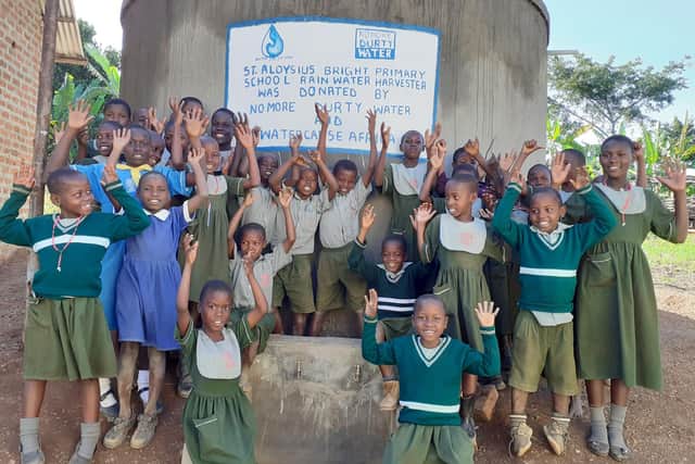 The St Aloysius Bright School rainwater harvester project in Uganda, funded by No More Durty Water