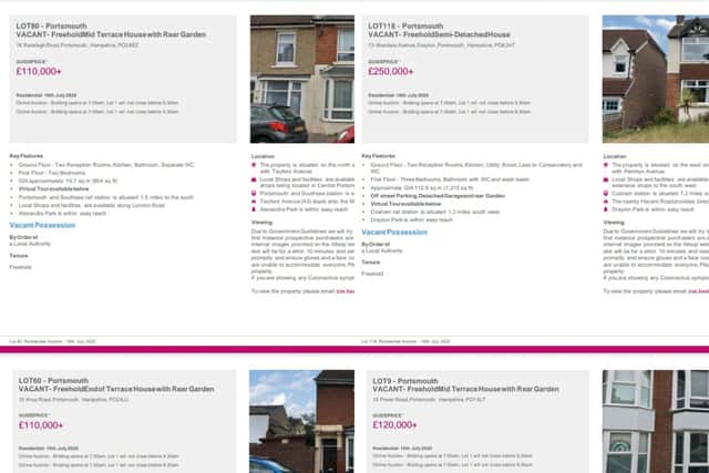 A screenshot of properties being auctioned off by Portsmouth City Council.
Picture: Cal Corkery