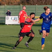 Baffins Milton Rovers striker Tom Vincent, right. Picture: Mike Cooter