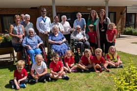 The Mayor of Fareham with residents, team members and children at Ancasta Grove.